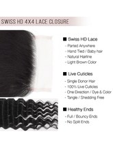 Brooklyn Hair 4x4 HD Lace Closure – Loose Deep Wave True Swiss HD 100% Remy Human Hair